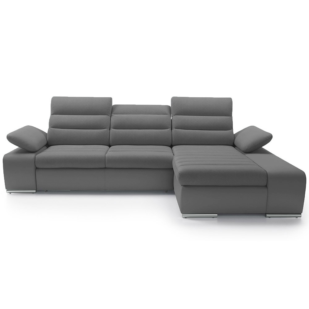 Sedací souprava KORFU | FUNKČNÍ LÁTKA | pravá | rozkládací + úložný prostor | středně šedá 80 | AKCE