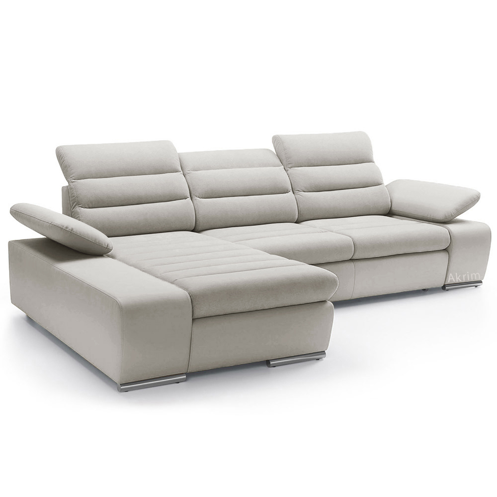 Sedací souprava KORFU | FUNKČNÍ LÁTKA | levá | rozkládací + úložný prostor | světle šedá 04 | AKCE