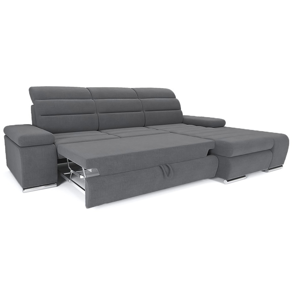 Sedací souprava KORFU | FUNKČNÍ LÁTKA | pravá | rozkládací + úložný prostor | tmavě šedá 97 | AKCE