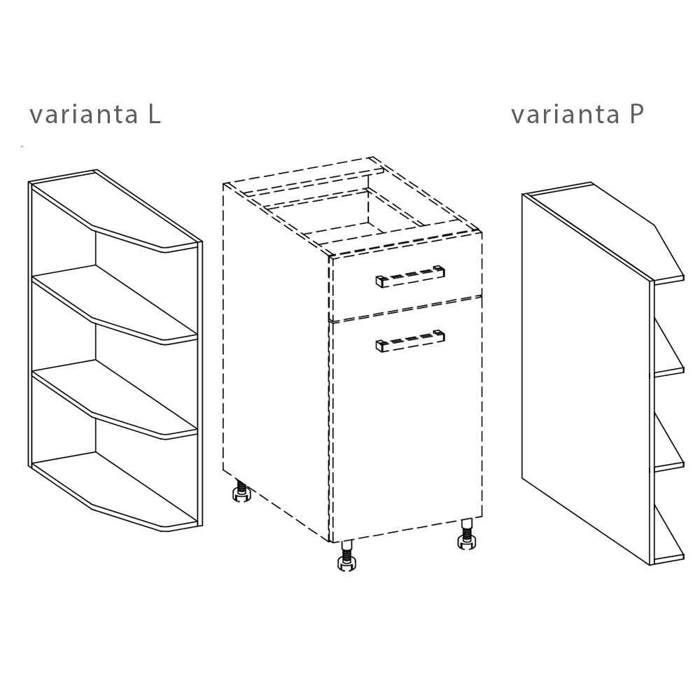 SMART b | dolní regál rohový GLA-18D | 20 cm | VÝBĚR DEKORU | UNI provedení