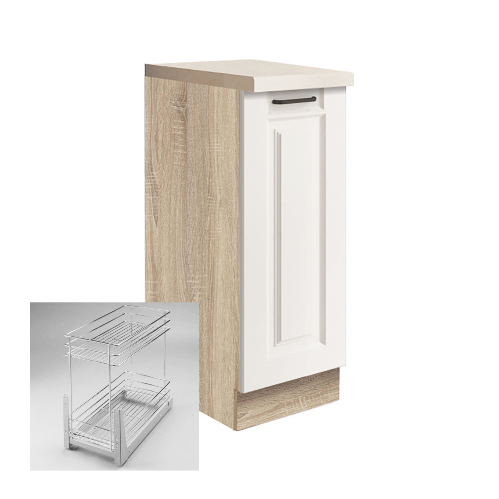 SMART b | dolní skříňka SM-26D + výsuvná police cargo | 30 cm | VÝBĚR KORPUSU | bílá mat