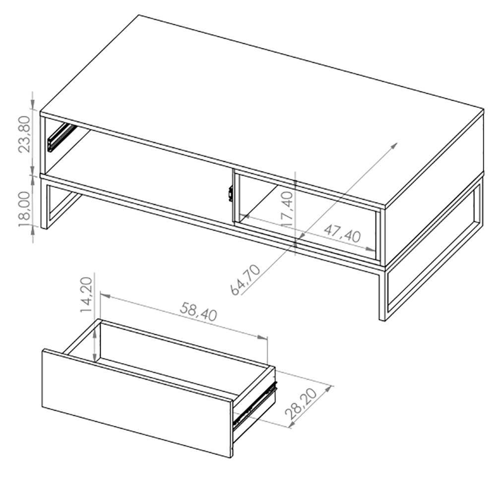OLIER a | konferenční stolek OL-05 | 120 cm | artisan/černá mat