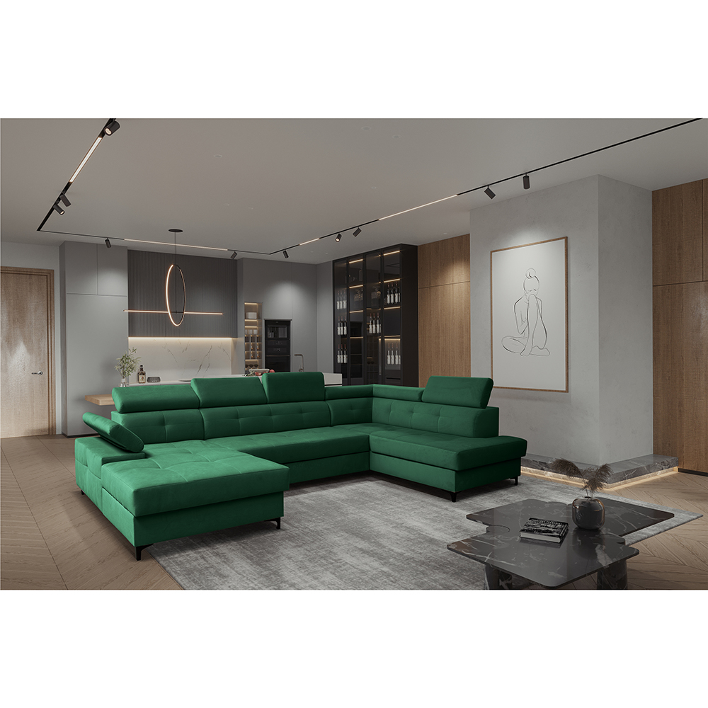 Sedací souprava CAPRI | 175x344x203 | rozkládací + 2x úložný prostor | PRAVÁ | VÝBĚR TKANIN