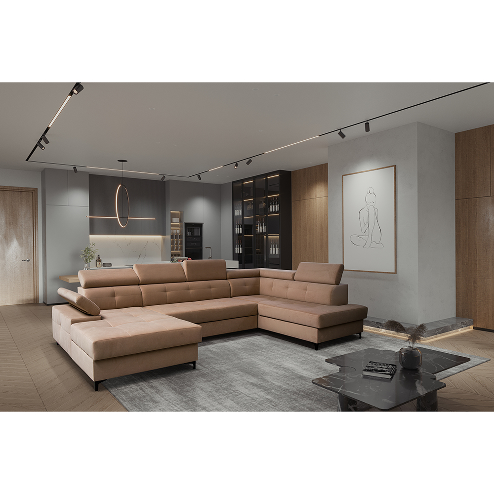 Sedací souprava CAPRI | 175x344x203 | rozkládací + 2x úložný prostor | PRAVÁ | VÝBĚR TKANIN