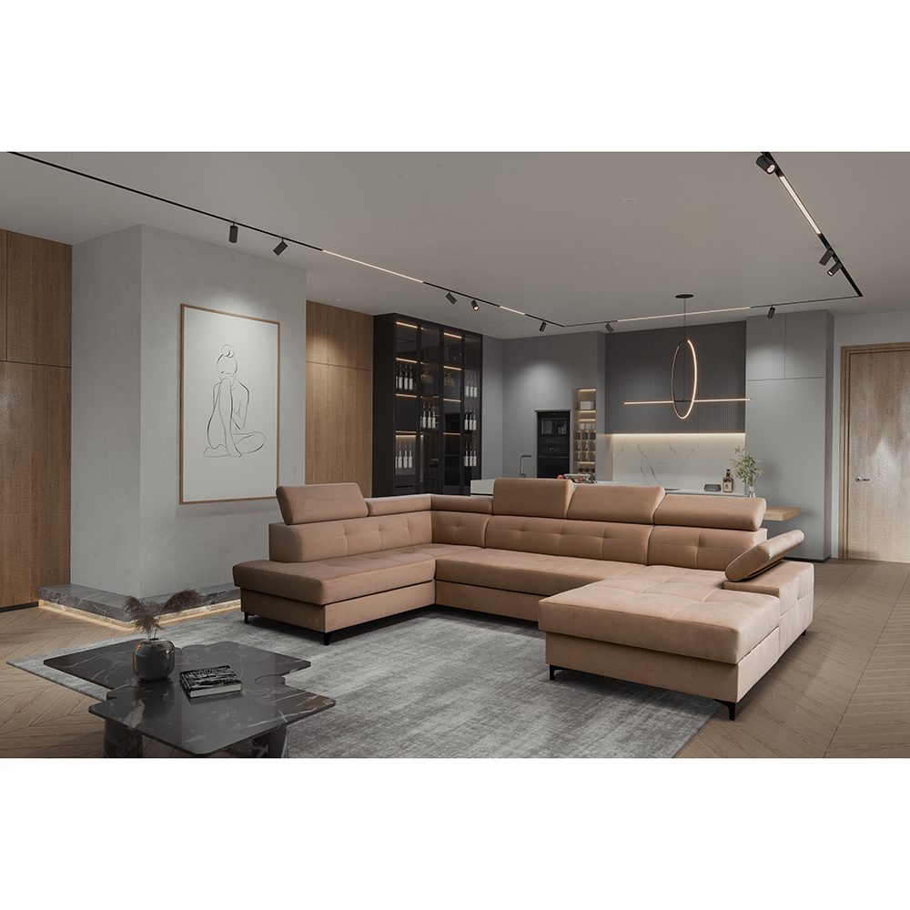 Sedací souprava CAPRI | 203x344x175 | rozkládací + 2x úložný prostor | LEVÁ | VÝBĚR TKANIN