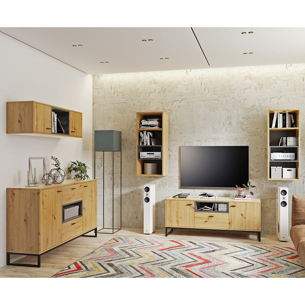 OLIER a | vitrína WIT90 OL-14 | 90 cm | artisan/černá mat