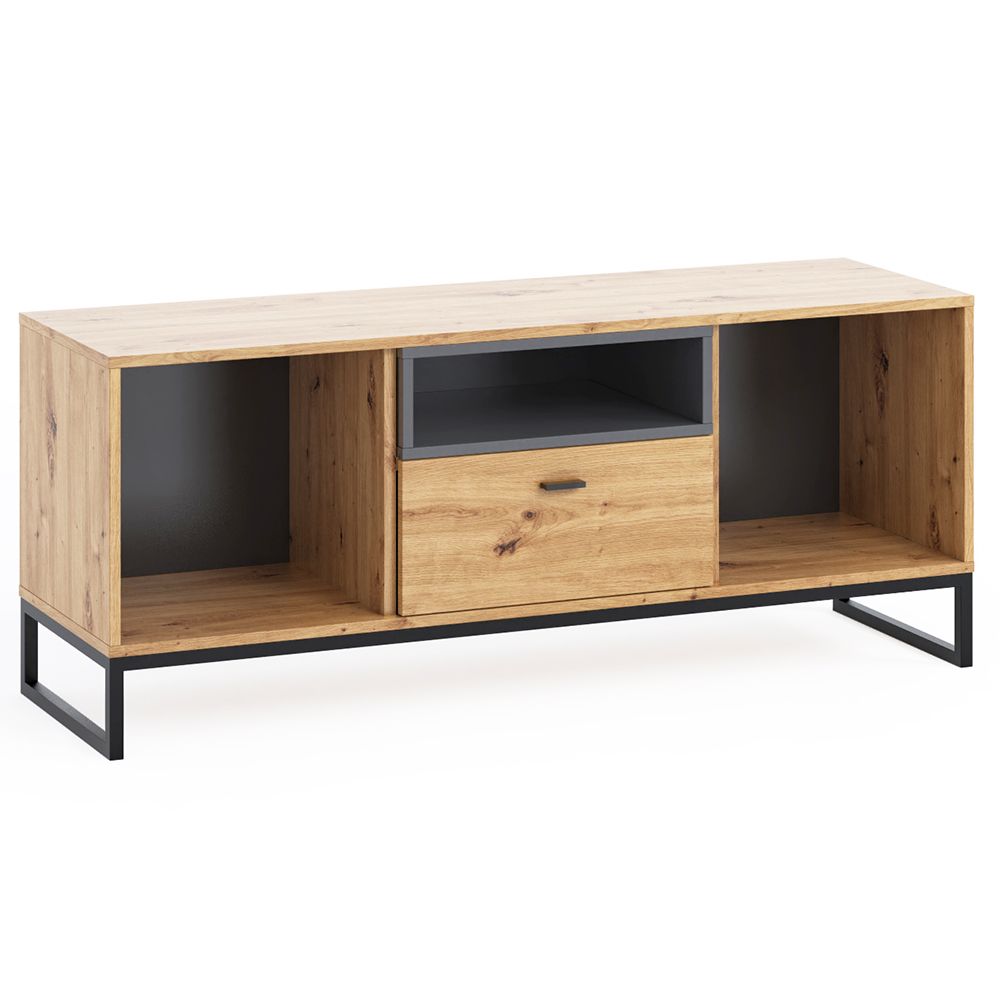 Obývací stěna + předsíňová stěna OLIER a | sestava D | 6 dílů | artisan/černá