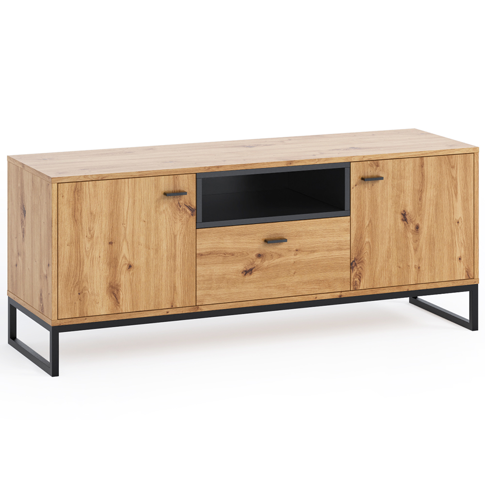 Obývací stěna + předsíňová stěna OLIER a | sestava D | 6 dílů | artisan/černá