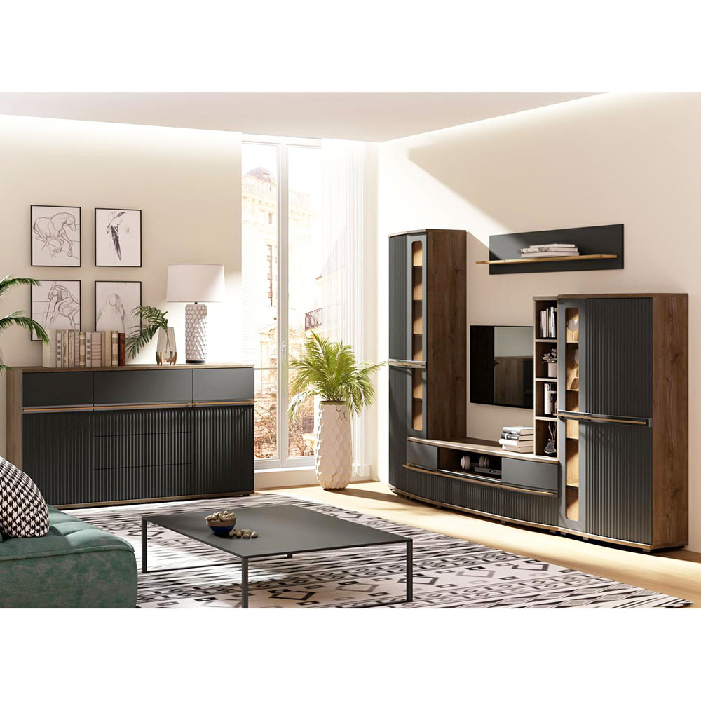 CANDY c | vitrína C2a + LED OSVĚTLENÍ | 75 cm | carpenter/šedá mat/černá lesk