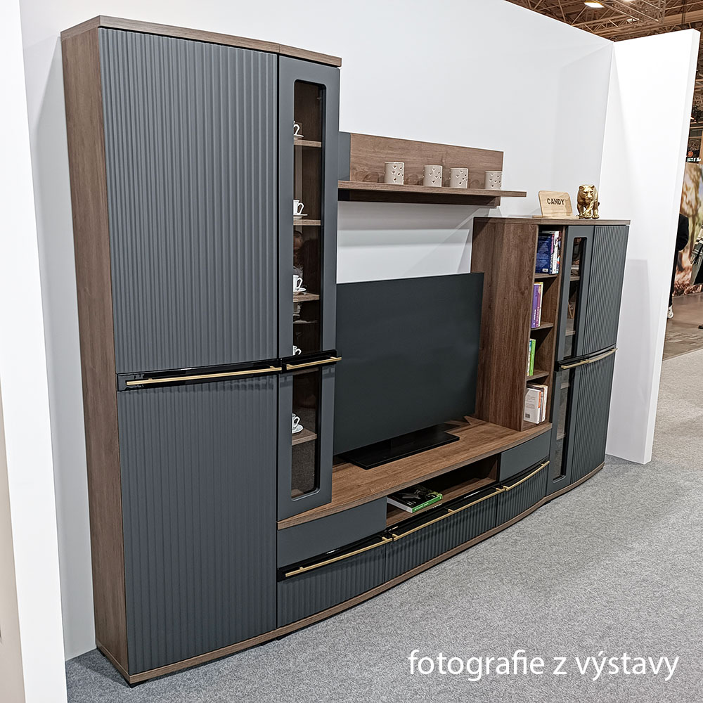 CANDY c | vitrína C2a + LED OSVĚTLENÍ | 75 cm | carpenter/šedá mat/černá lesk