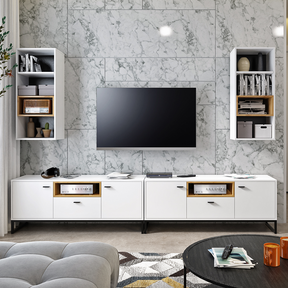 OLIER b | regál R60 OL-06 | 60 cm | bílá/artisan