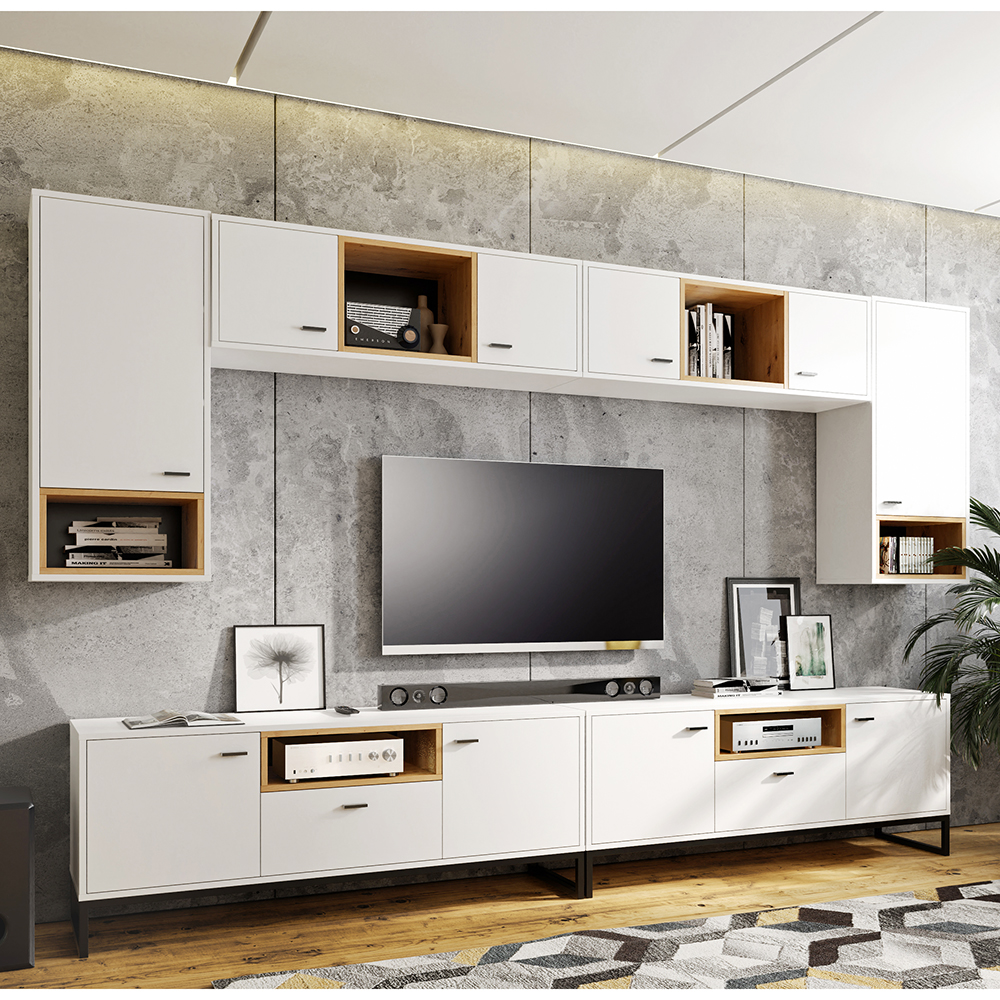 OLIER b |  TV stolek OL-07 | 135 cm | bílá/artisan