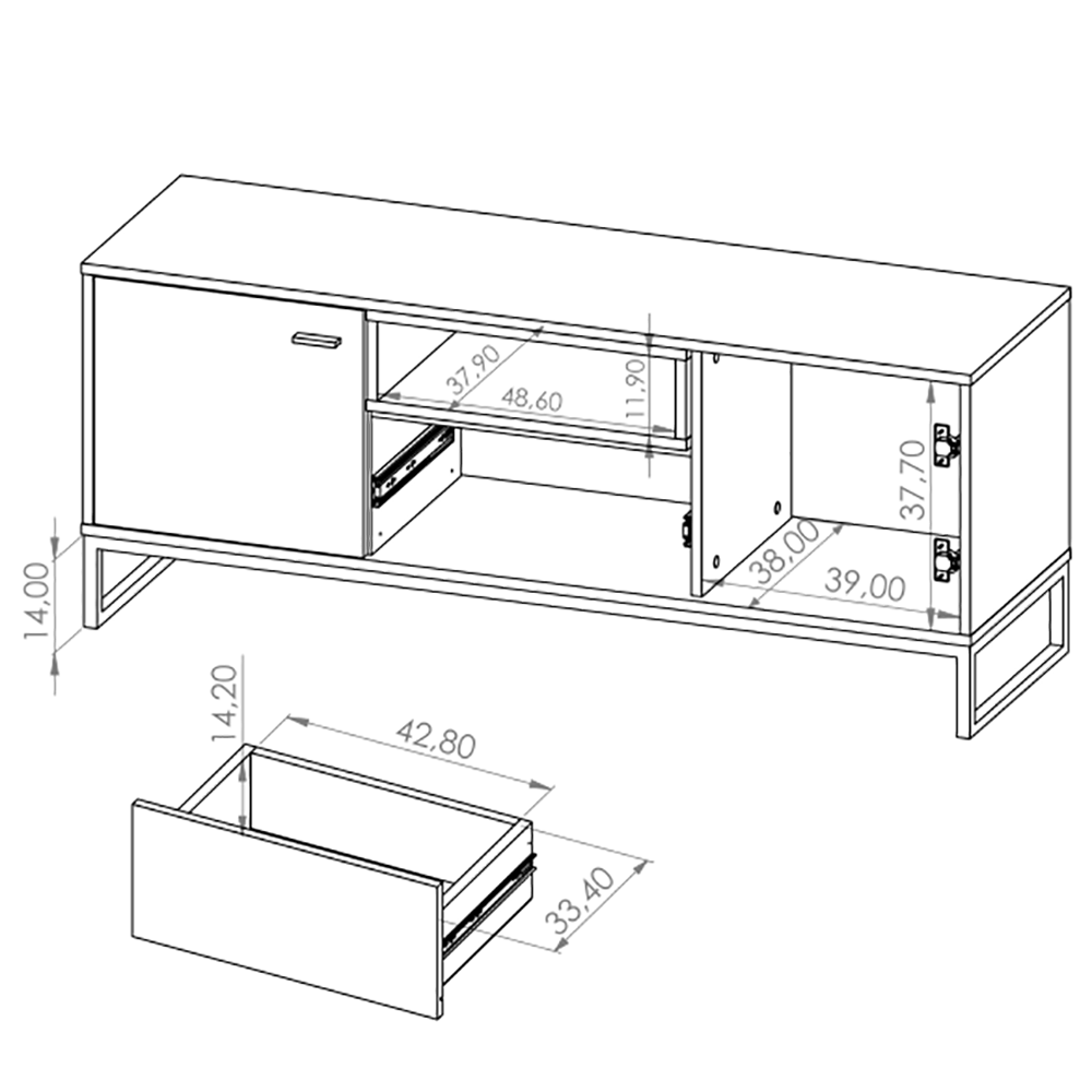 OLIER b |  TV stolek OL-07 | 135 cm | bílá/artisan