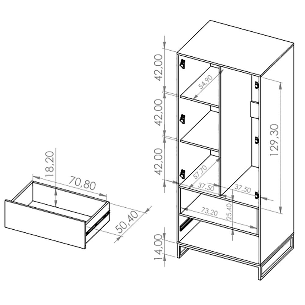 Předsíňová stěna OLIER b | sestava B | 3 díly | bílá/artisan