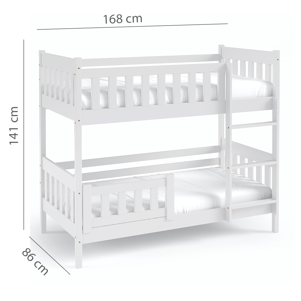 Patrová dětská postel LILA | 2x 80x160 cm | + rošty, matrace, zásuvka | bílá | UNI