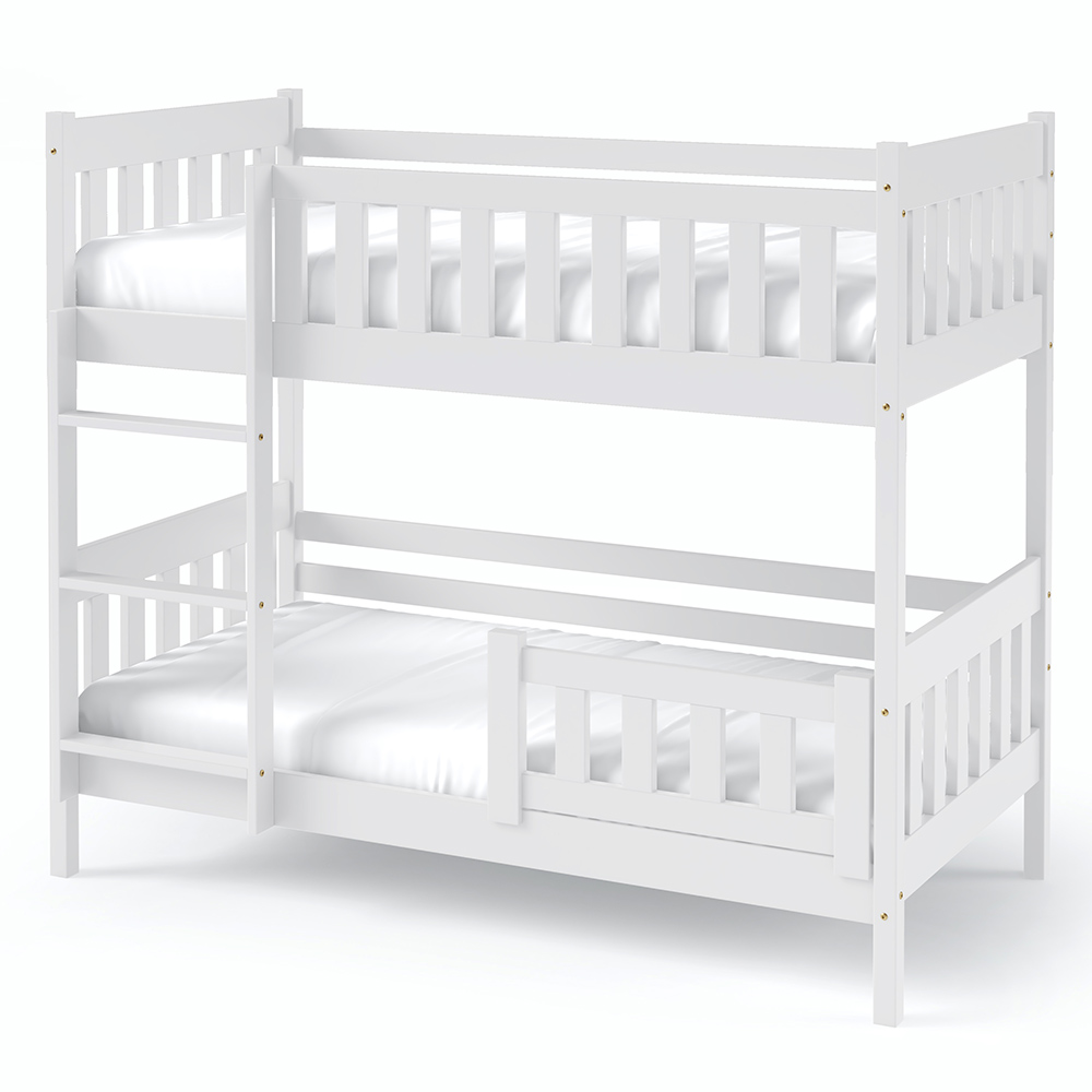 Patrová dětská postel LILA | 2x 80x160 cm | + rošty, matrace, zásuvka | bílá | UNI