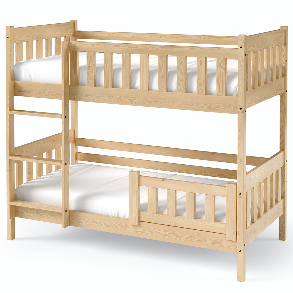 Patrová dětská postel LILA | 2x 80x160 cm | + rošty, matrace, zásuvka | přírodní | UNI