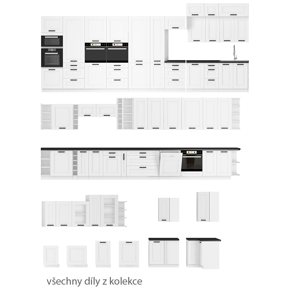 LUNA bb | horní skříňka 60x60 GN-72 1F (45°) rohová s policemi | 60x60 cm | UNI dvířka | bílá mat