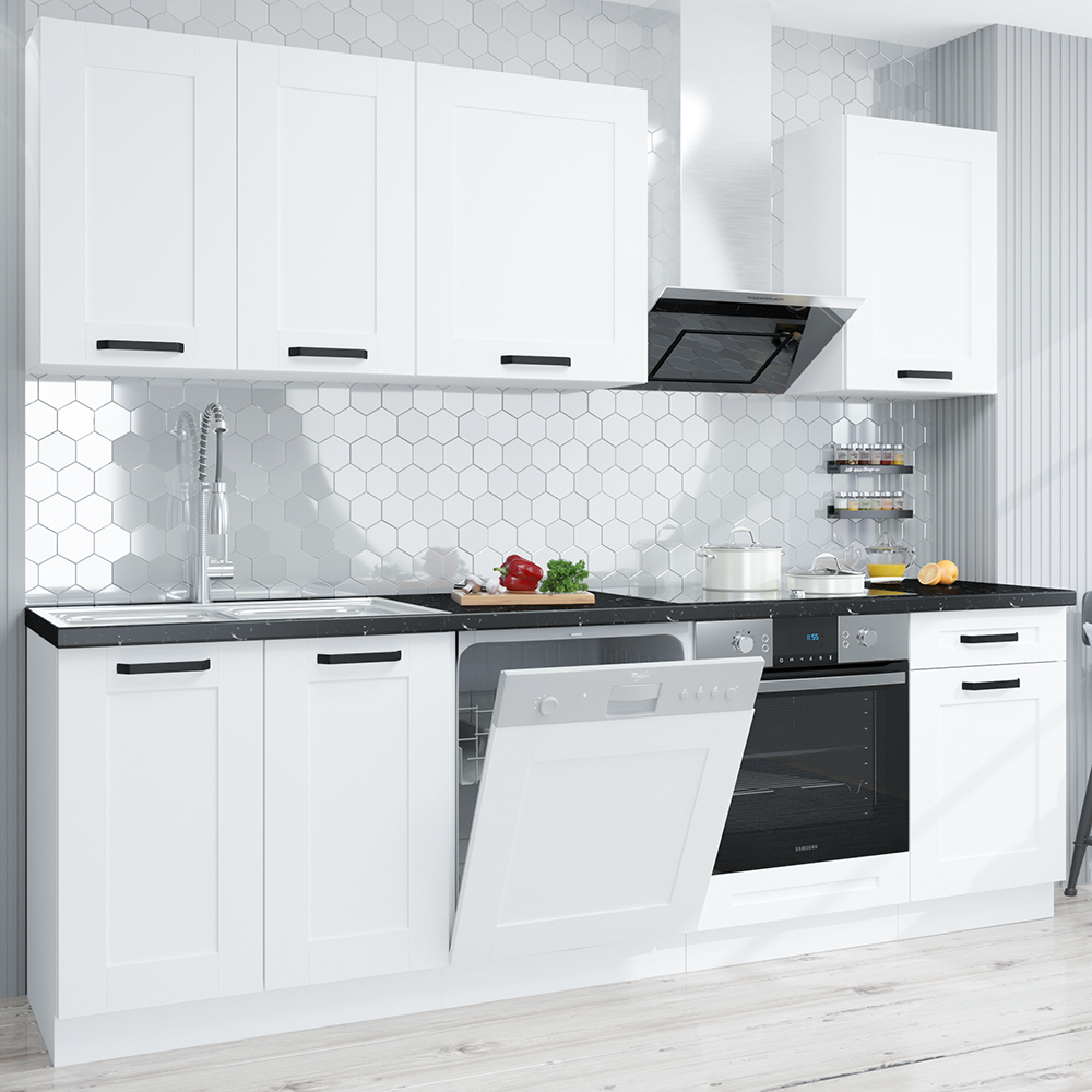 LUNA bb | horní skříňka 60x60 GN-90 1F (45°) rohová s policemi | VYSOKÁ | UNI dvířka | bílá mat