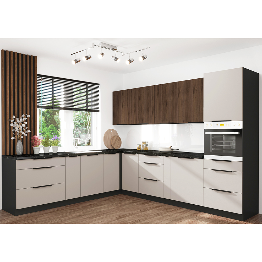 MONZA o | dolní skříňka 80 D 3S se zásuvkami PREMIUM BOX | 80 cm | černá/ořech okapi