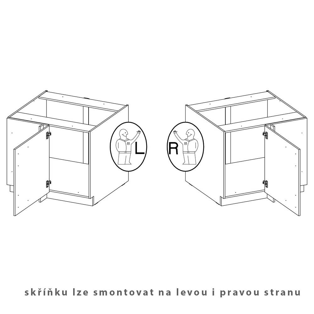MONZA o | dolní skříňka 105 ND 1F rohová s policí | 105x60 cm | UNI dvířka | černá/ořech okapi