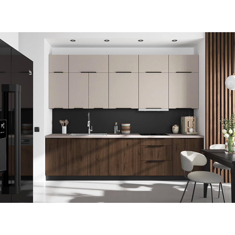 MONZA o | horní skříňka 60x60 GN-90 2F (90°) rohová s policemi | VYSOKÁ | UNI dvířka | černá/ořech