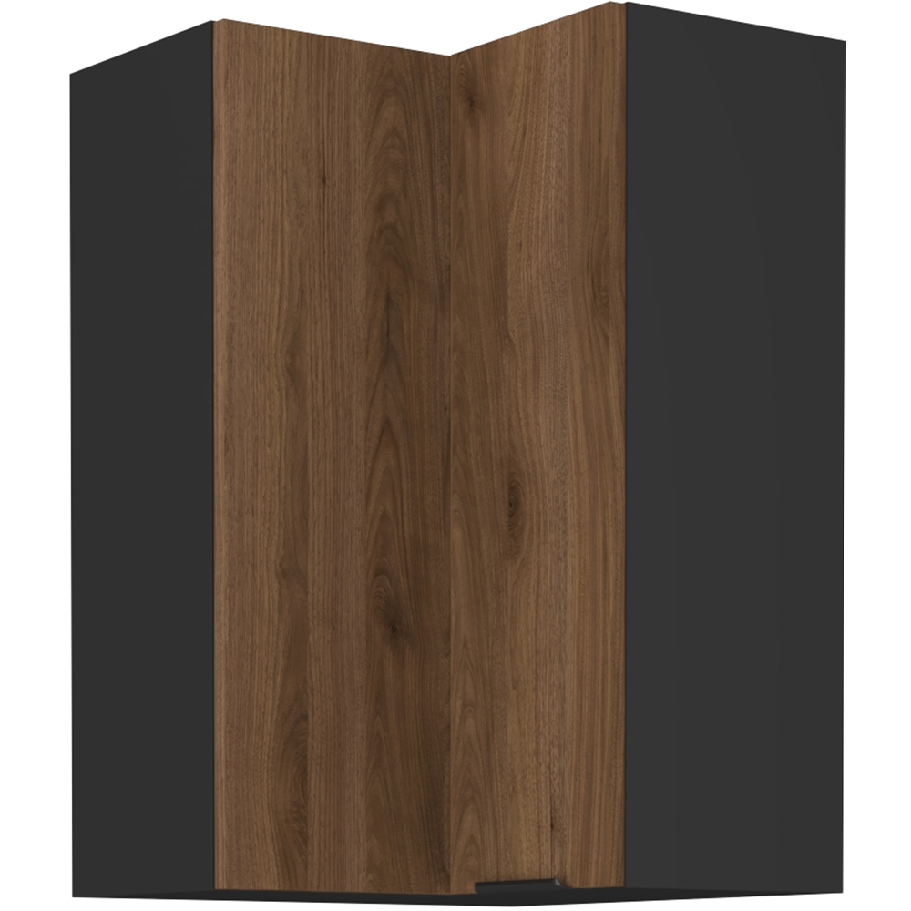 MONZA o | horní skříňka 60x60 GN-90 2F (90°) rohová s policemi | VYSOKÁ | UNI dvířka | černá/ořech