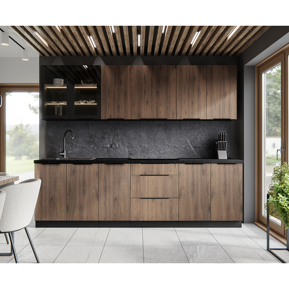 MONZA o | horní skříňka 45 G-90 1F s policemi | 45 cm | UNI dvířka | VYSOKÁ | černá/ořech okapi