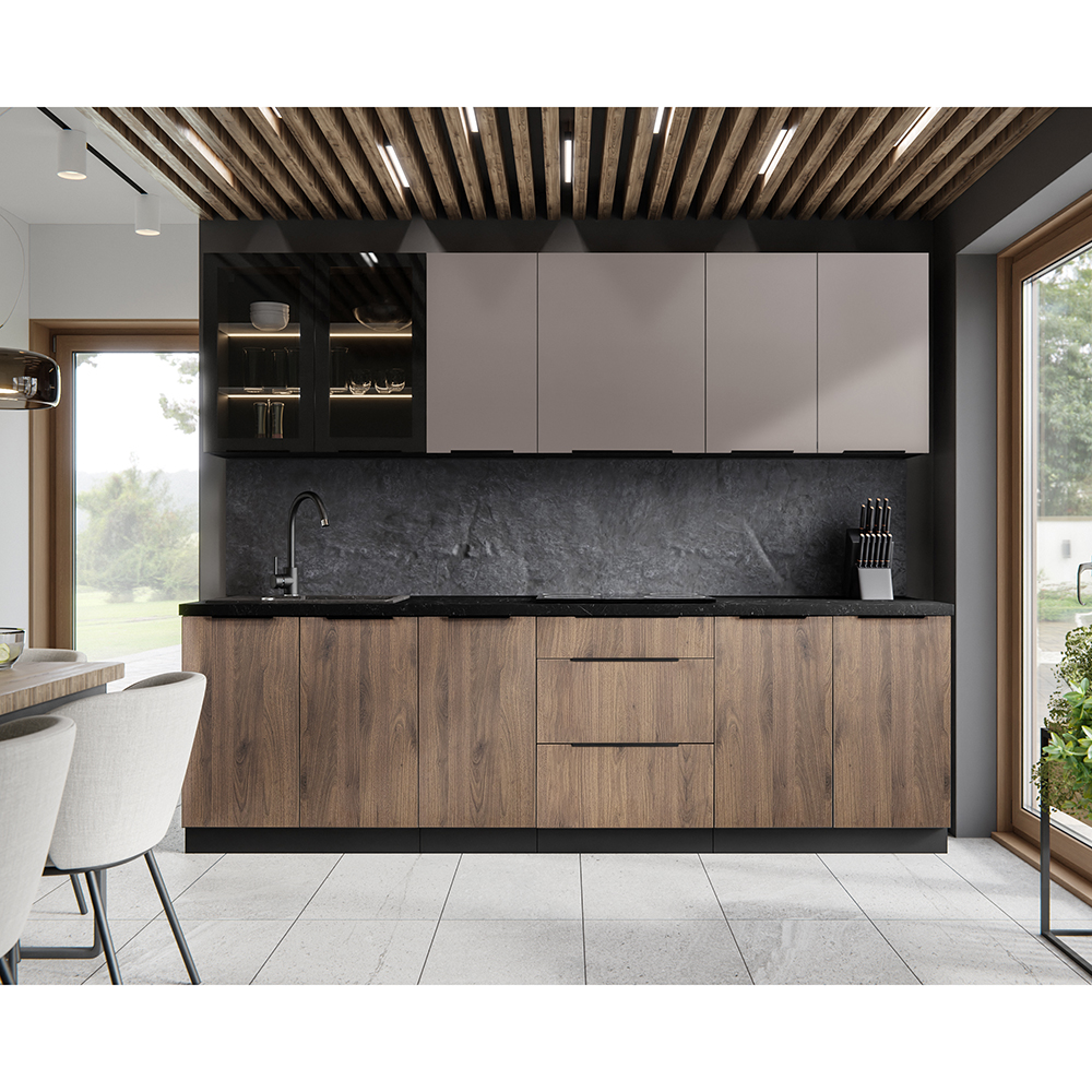 MONZA o | horní skříňka 30 G-72 1F s policemi | 30 cm | UNI dvířka | černá/ořech okapi