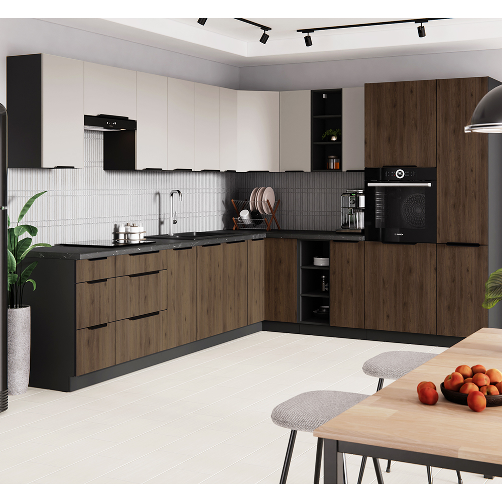 MONZA o | horní skříňka 30 G-72 1F s policemi | 30 cm | UNI dvířka | černá/ořech okapi