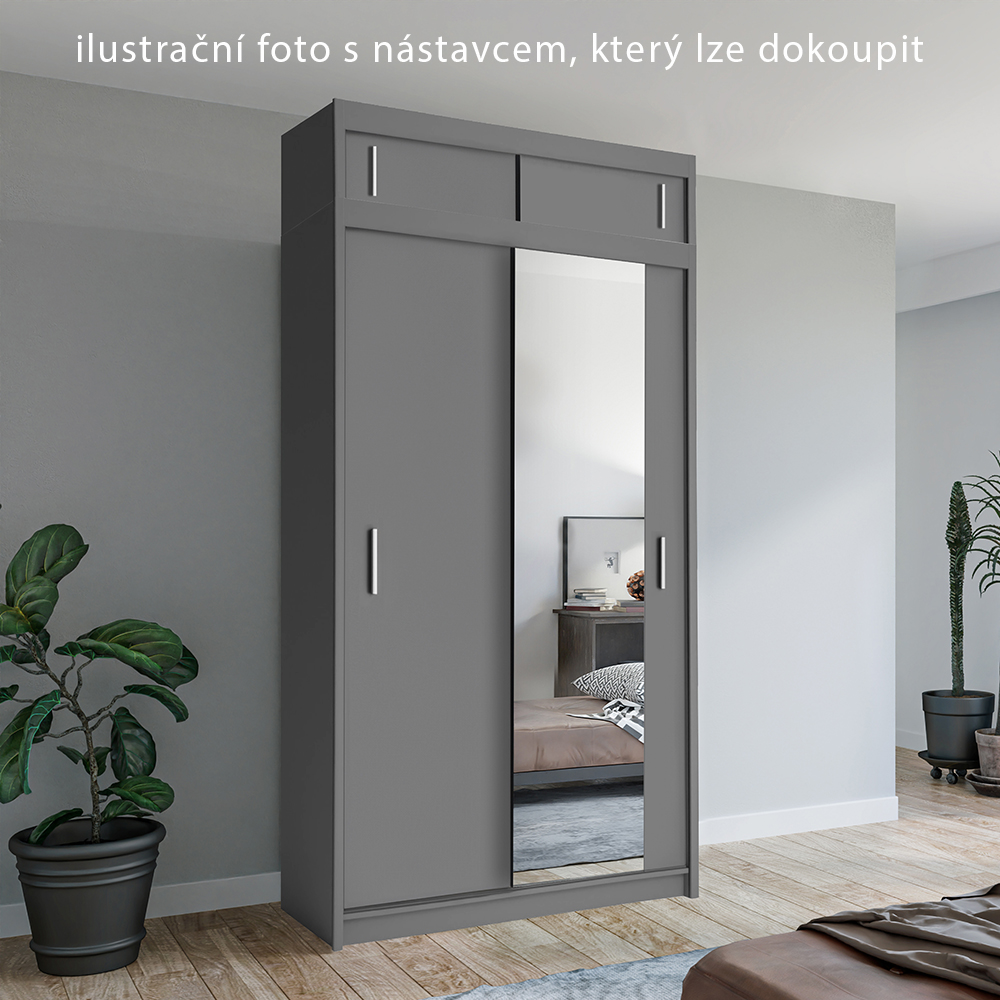 Nástavec | 120x33x62 cm | šedá | pro vybrané posuvné skříně