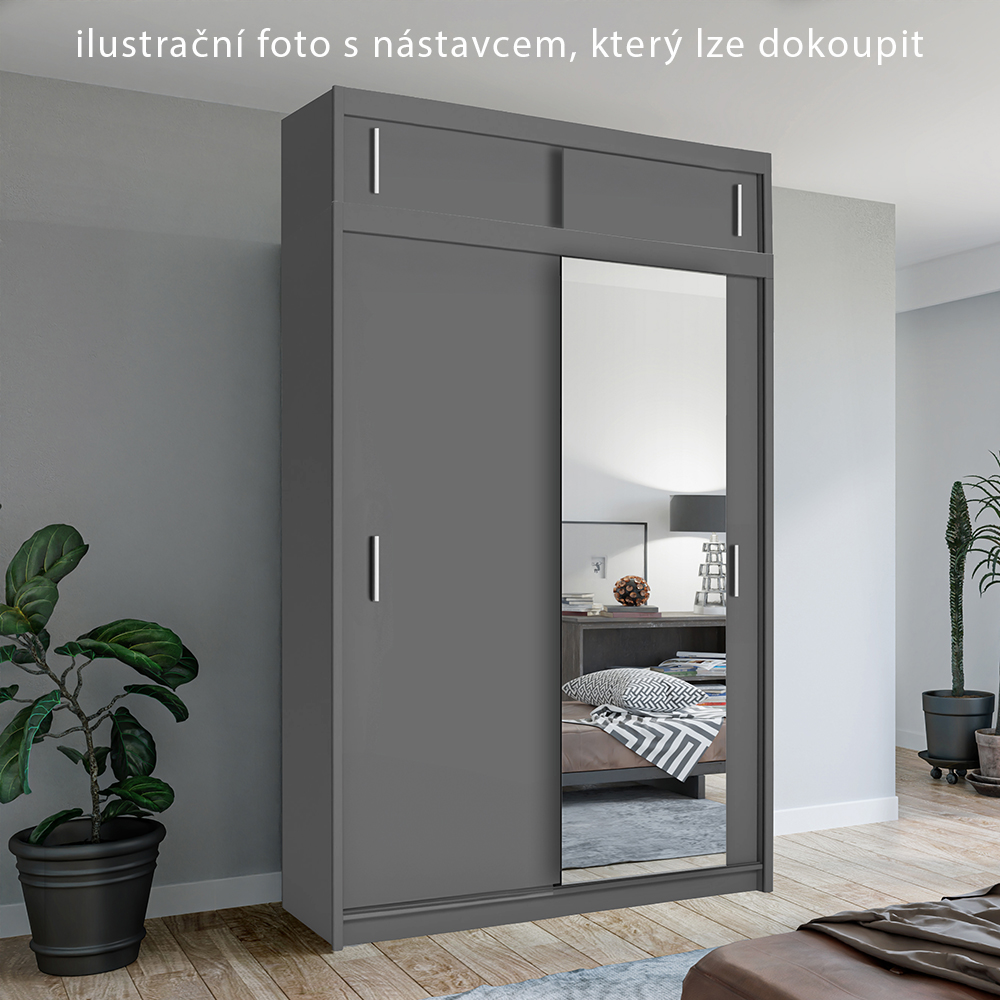 Nástavec | 150x33x62 cm | šedá | pro vybrané posuvné skříně