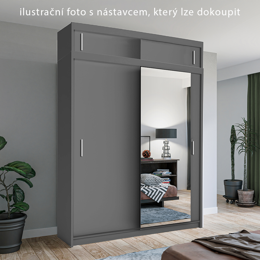 Nástavec | 180x33x62 cm | šedá | pro vybrané posuvné skříně