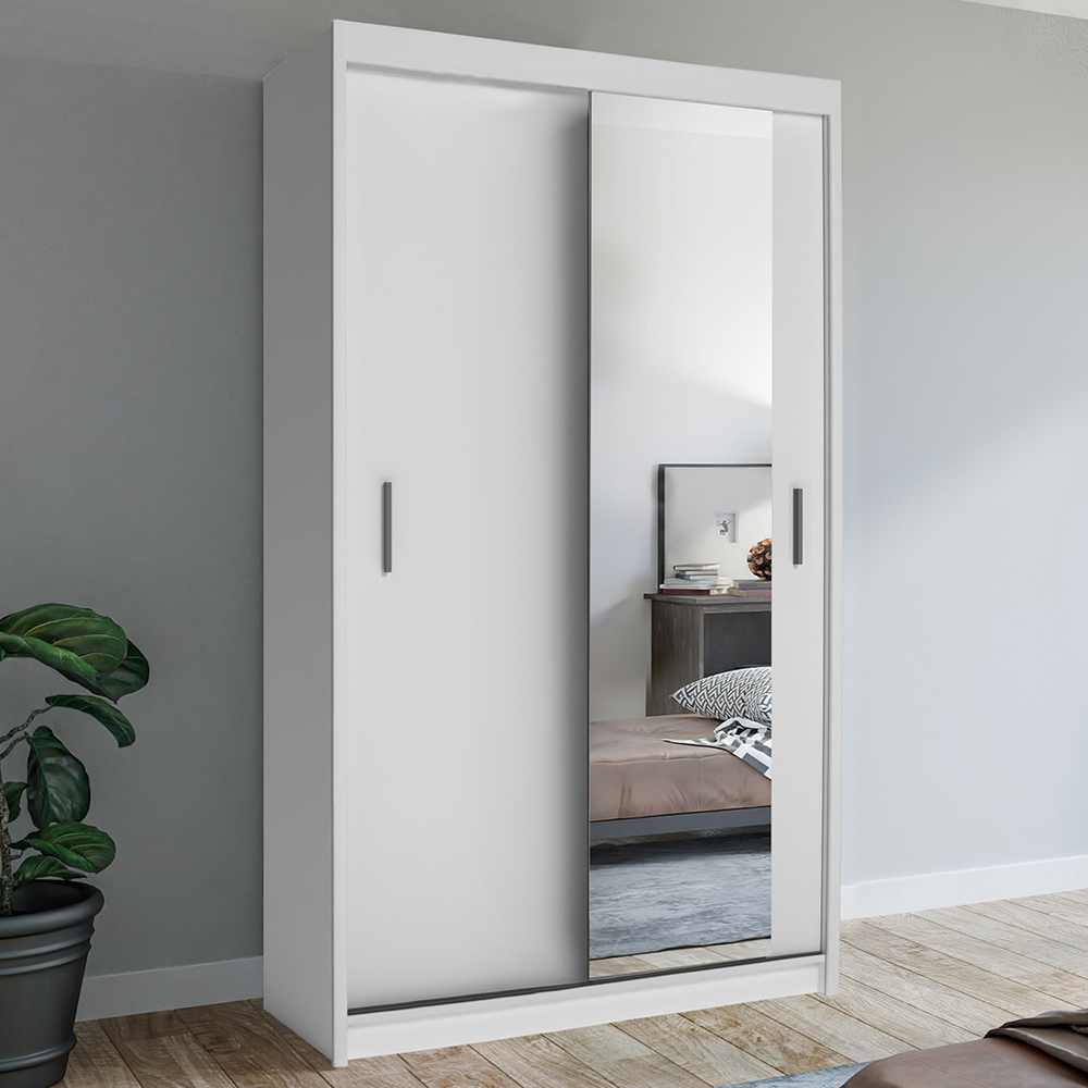 Šatní skříň MIAMI se zrcadlem | 120 cm | bílá | 3 varianty vnitřního uspořádání | POUZE U NÁS