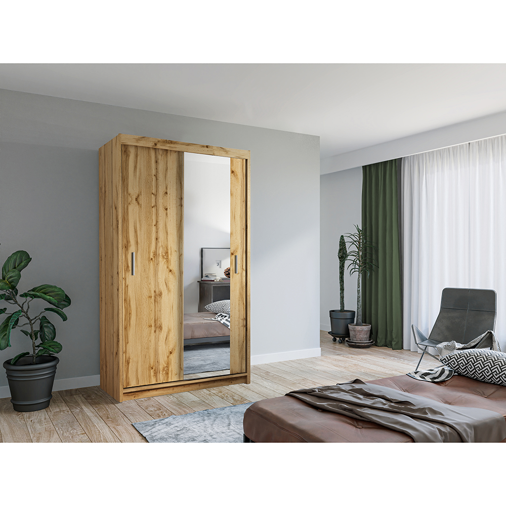 Šatní skříň MIAMI se zrcadlem | 120 cm | wotan | 3 varianty vnitřního uspořádání | POUZE U NÁS