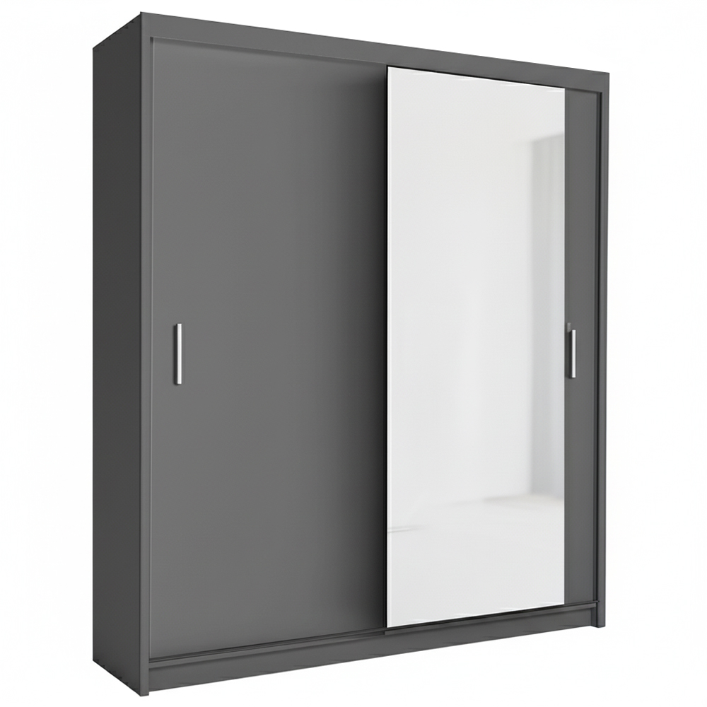 Šatní skříň MIAMI se zrcadlem | 180 cm | šedá | 4 varianty vnitřního uspořádání | POUZE U NÁS