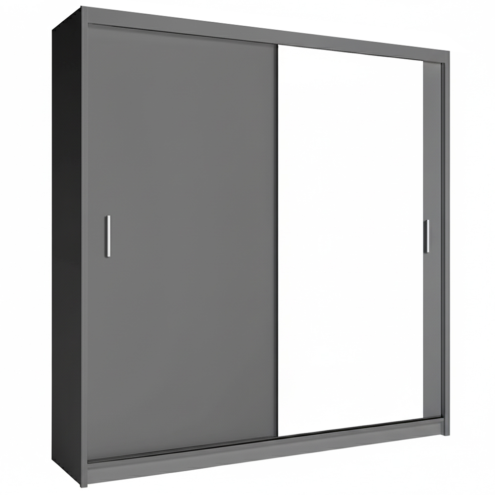 Šatní skříň MIAMI se zrcadlem | 203 cm | šedá | 5 variant vnitřního uspořádání | POUZE U NÁS