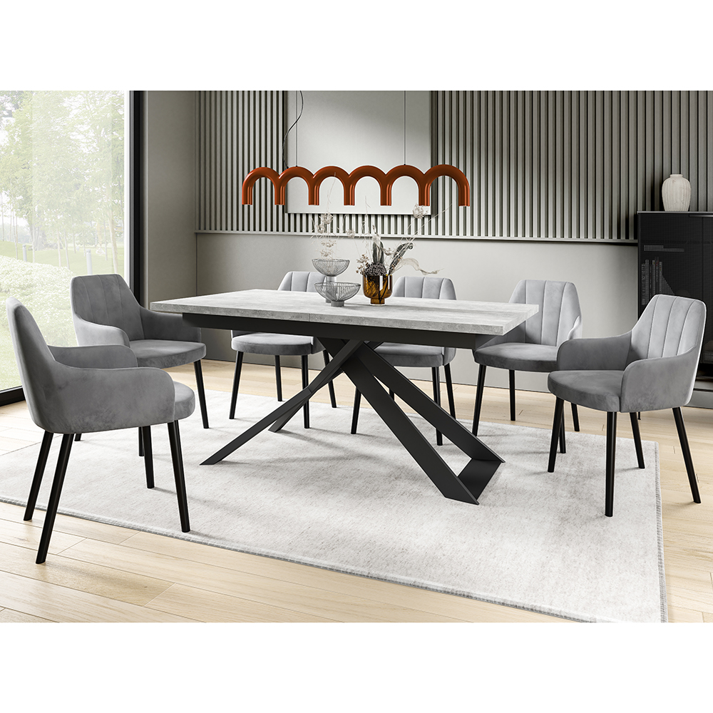 Jídelní set BOND | rozkládací stůl 170x90 cm + 6x židle JAMES | VÝBĚR BAREV a TKANIN