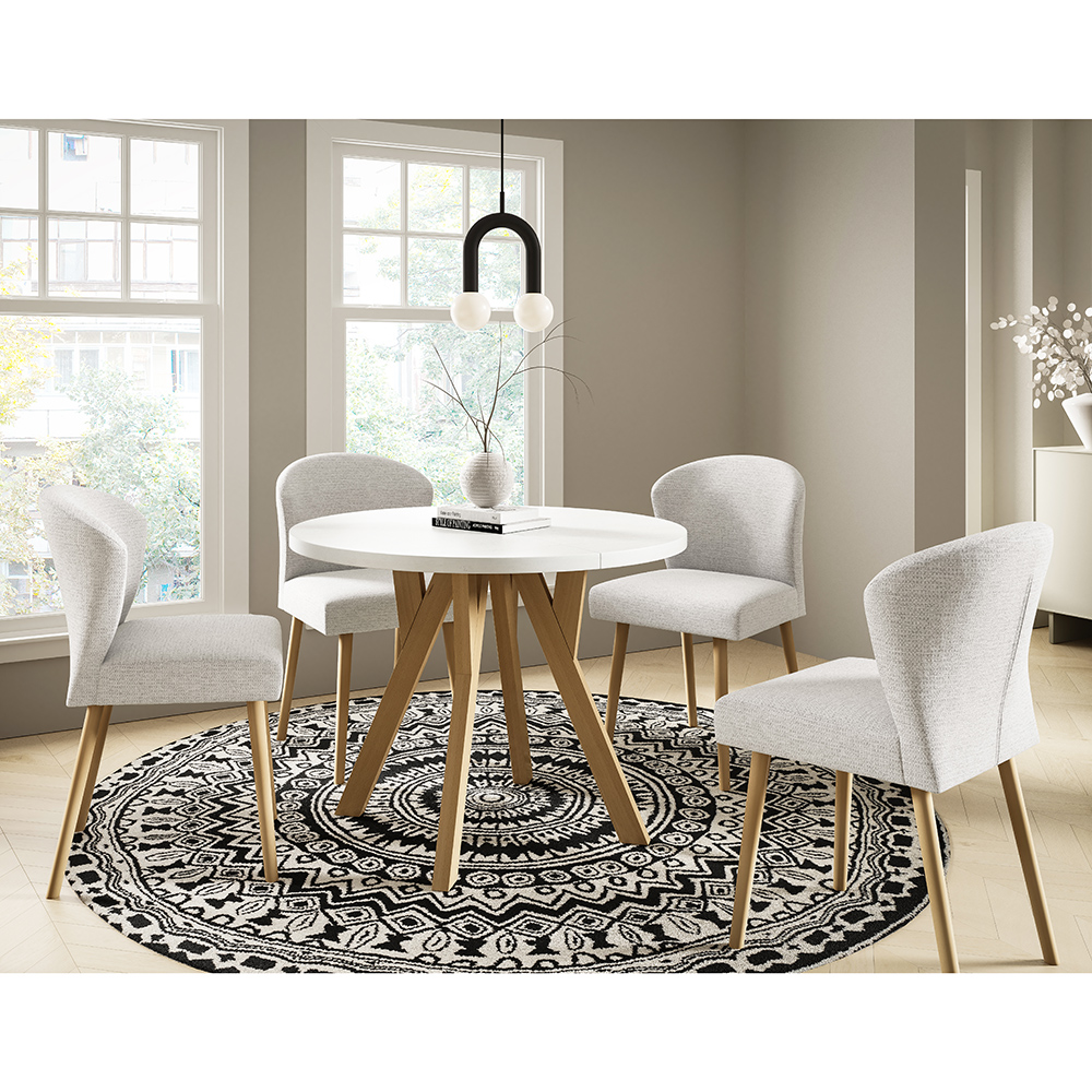 Jídelní set ALDA | rozkládací stůl Ø 100 cm + 4x židle RICHTER | VÝBĚR BAREV a TKANIN