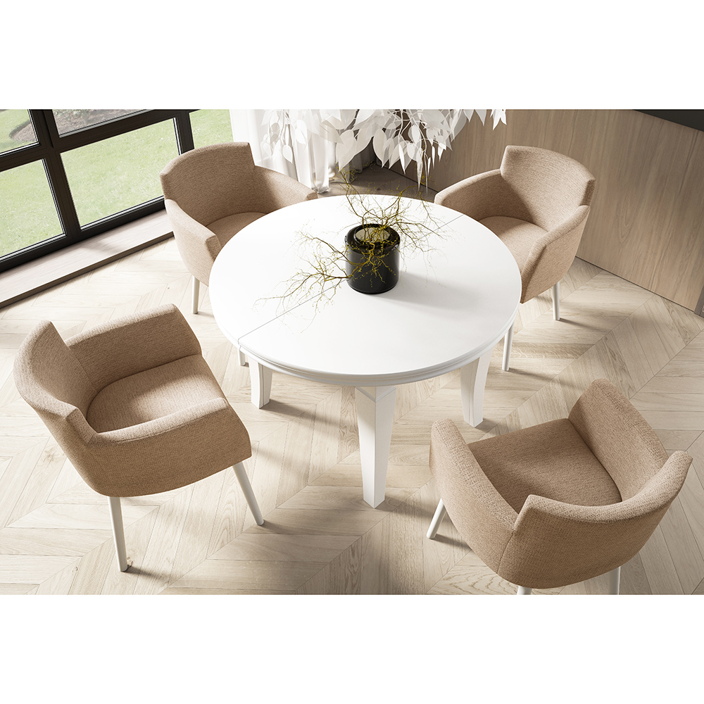 Jídelní set LUXI | rozkládací stůl Ø 110 cm + 4x židle BILLIE | VÝBĚR BAREV a TKANIN