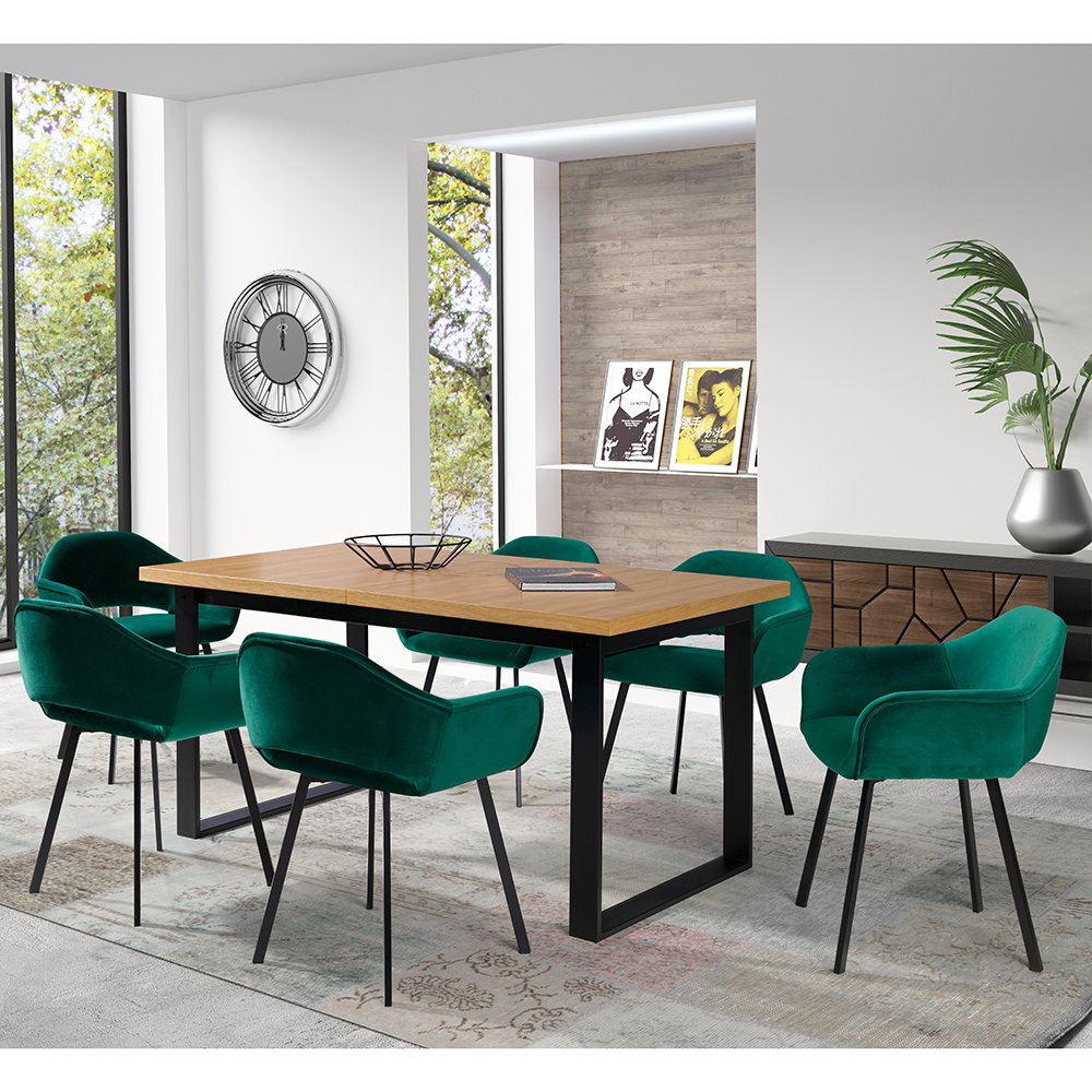 Jídelní set LOFT | rozkládací stůl 160x90 cm + 6x židle EVI | VÝBĚR BAREV a TKANIN