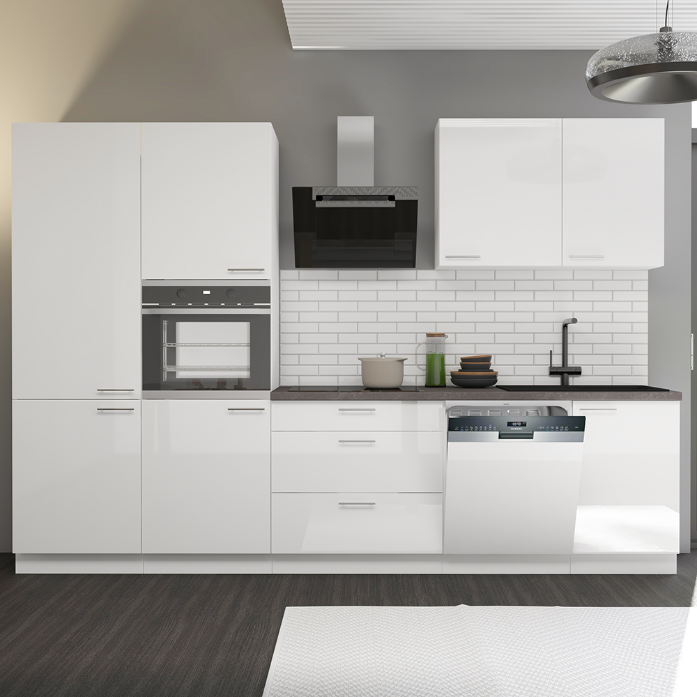 LARA wh | vysoká skříňka 60 DKS-210 3S 1F potravinová | 60 cm | UNI dvířka | bílá lesk