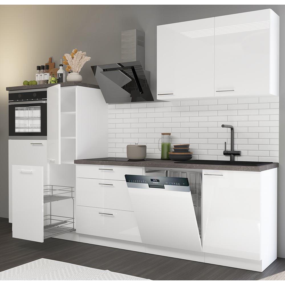 LARA wh | vysoká skříňka 60 DKS-210 3S 1F potravinová | 60 cm | UNI dvířka | bílá lesk