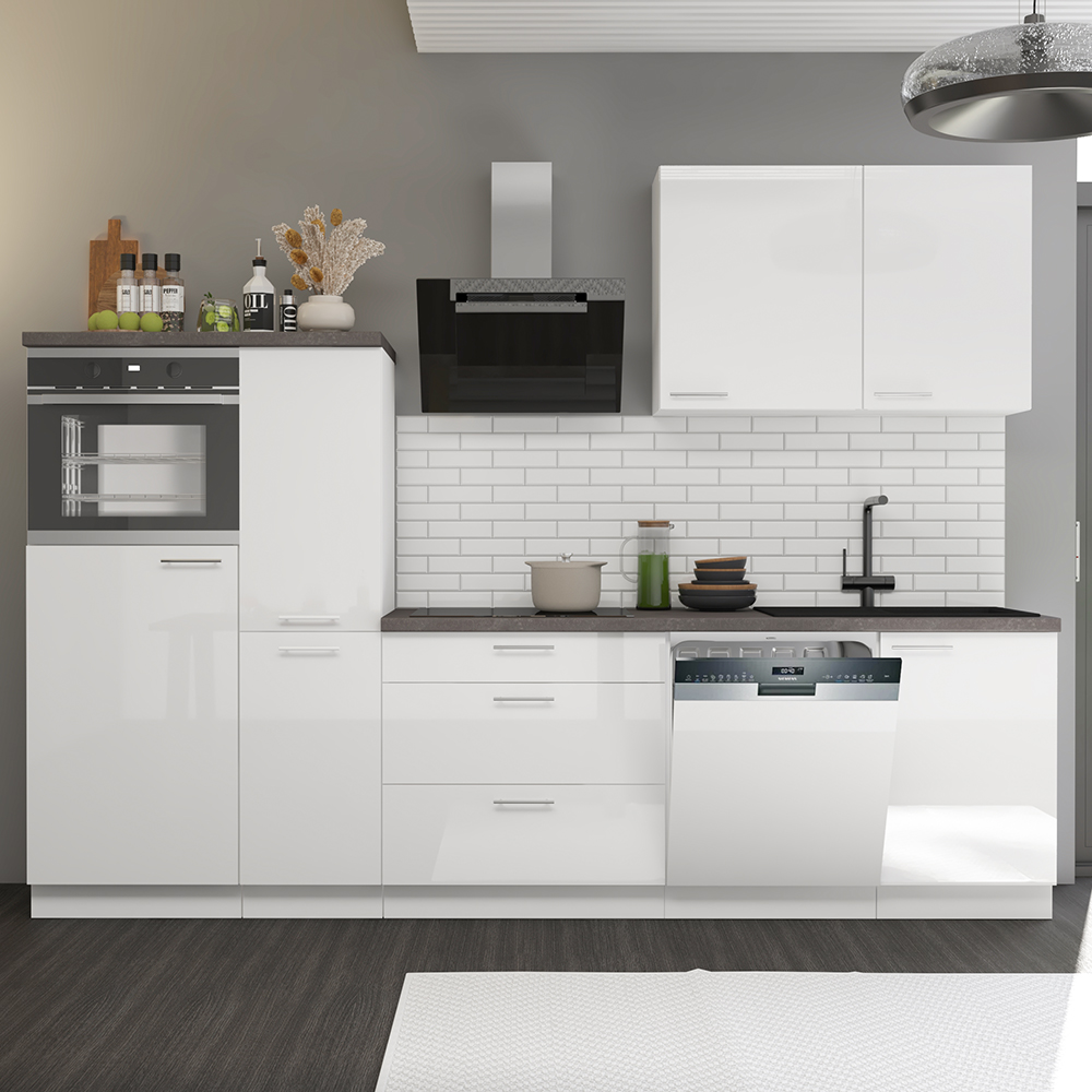 LARA wh | vysoká skříňka 60 DPS-210 3S 1F na vestavnou troubu | 60 cm | UNI dvířka | bílá lesk