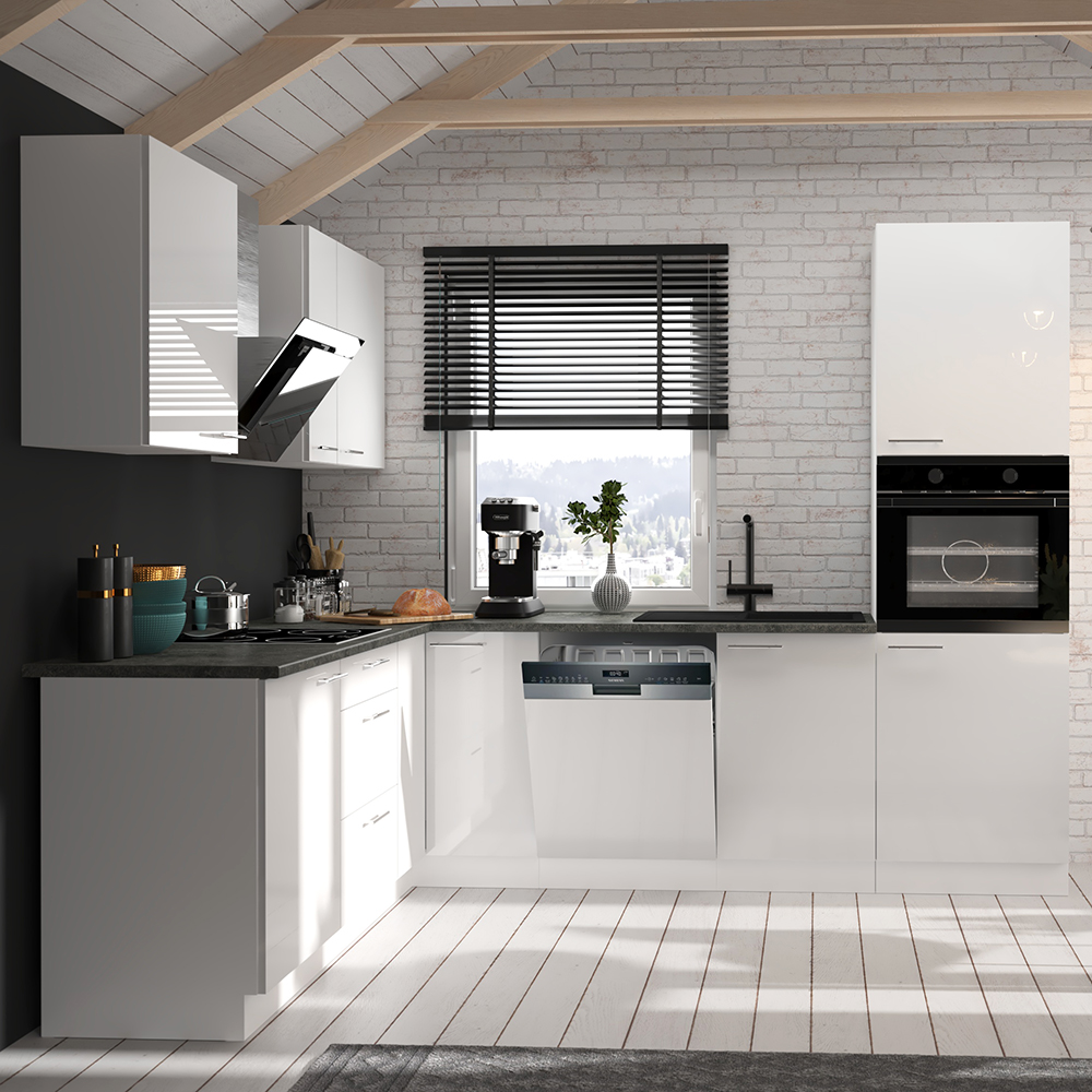 LARA wh | vysoká skříňka 60 DPS-210 3S 1F na vestavnou troubu | 60 cm | UNI dvířka | bílá lesk