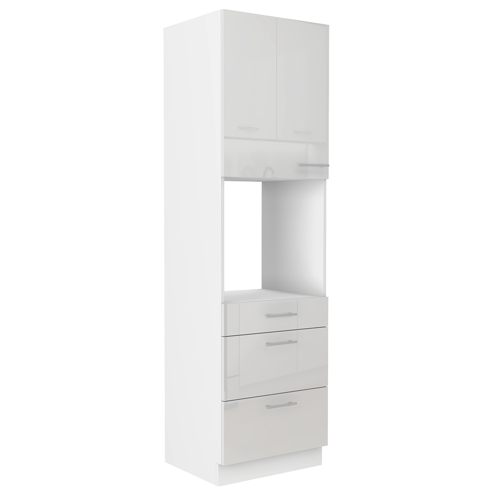 LARA wh | vysoká skříňka 60 DPS-210 3S 1F na vestavnou troubu | 60 cm | UNI dvířka | bílá lesk