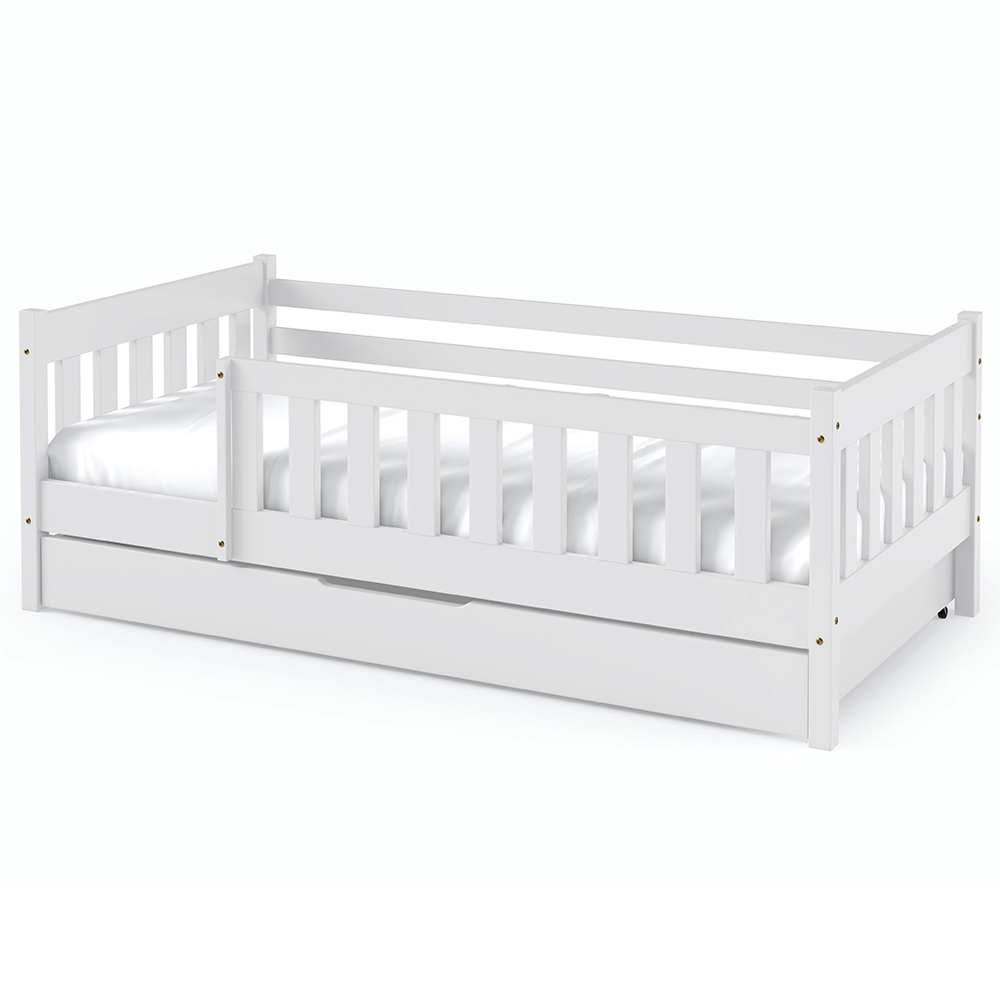 Jednolůžko dětská postel NADIA | 80x190 cm | s roštem, matrací a zásuvkou | bílá | UNI PROVEDENÍ