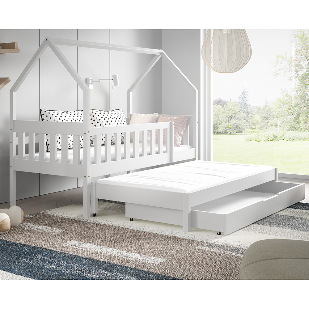 Jednolůžko dětská postel MAJA + přistýlka | 80x160 + 80x150 cm | s rošty | bílá | UNI PROVEDENÍ