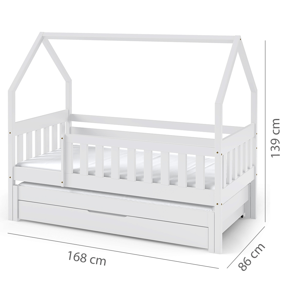 Jednolůžko dětská postel MAJA + přistýlka | 80x160 + 80x150 cm | s rošty | bílá | UNI PROVEDENÍ
