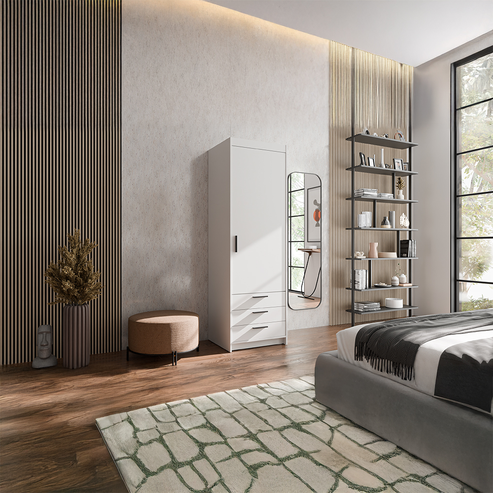 Šatní skříň ELENA 1D 3S | 59,9 cm | UNI dvířka | bílá